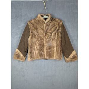 Vintage Curt Winter Leather And Fur Jacket Small Brown Pockets